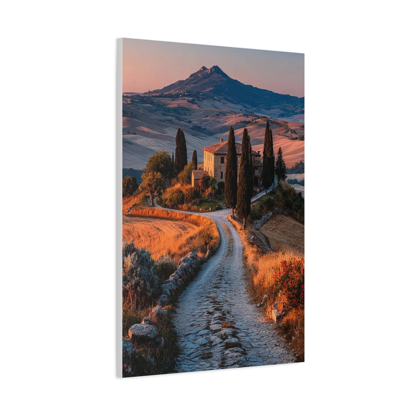Tuscan Hilltop Villa Road Wall Art & Canvas Print