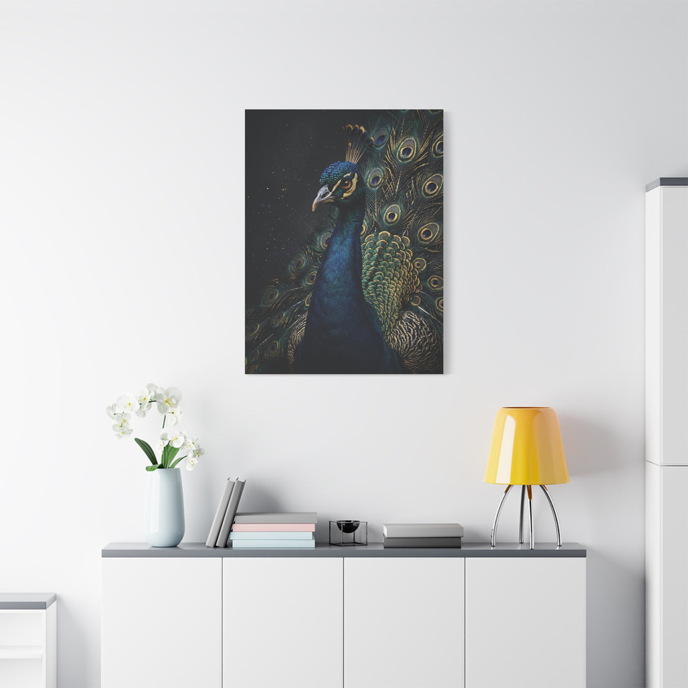 Dark Luxury Peacock Portrait Wall Art & Canvas Print