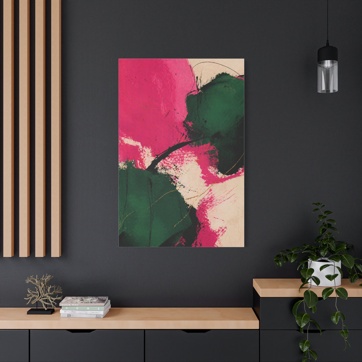 Bold Pink and Emerald Abstract Wall Art & Canvas Print