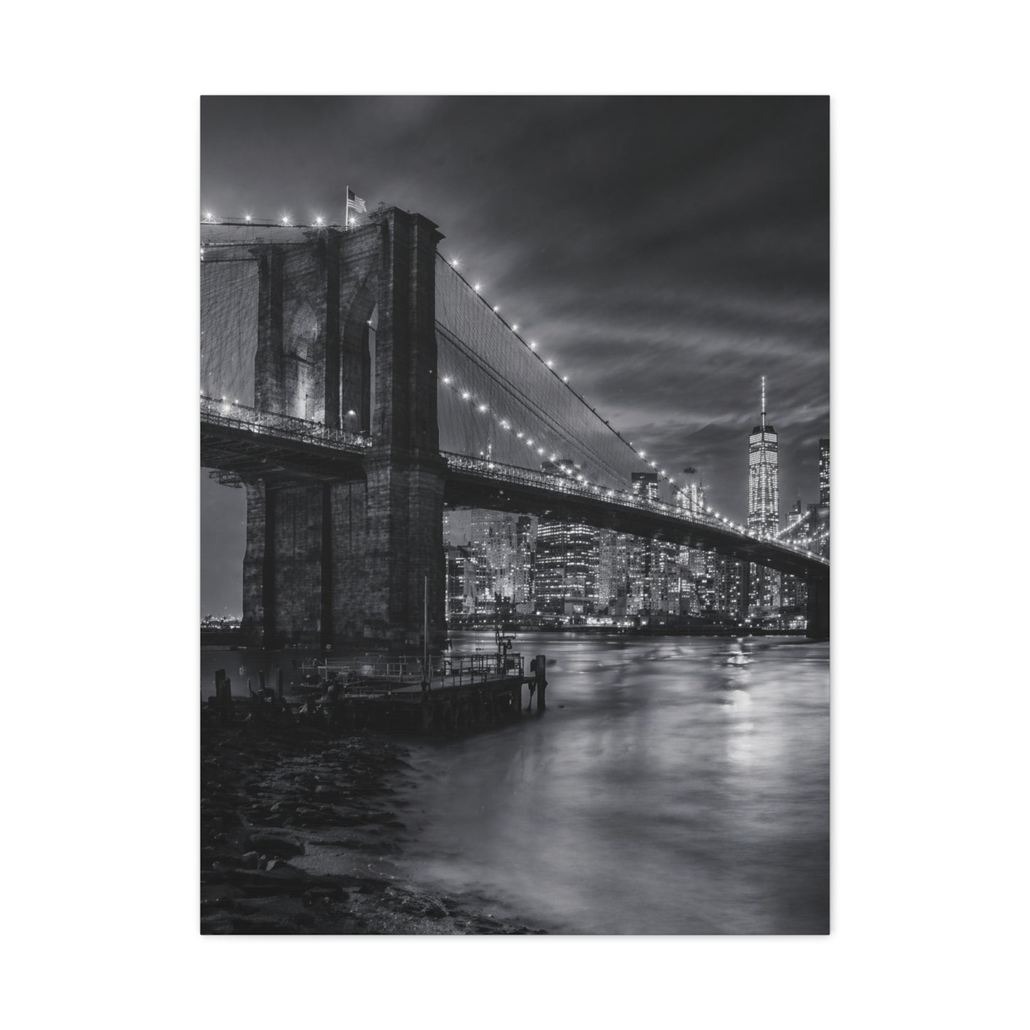 Brooklyn Bridge Night Panorama Wall Art & Canvas Print
