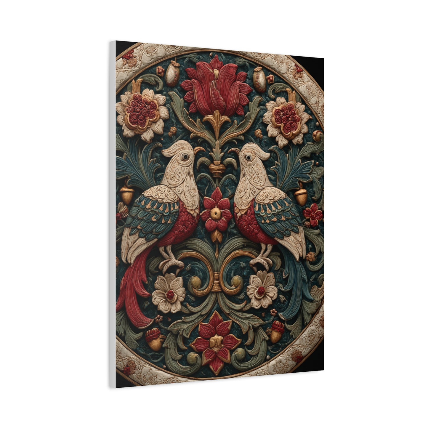 Ornamental Folk Bird Mandala Wall Art & Canvas Print