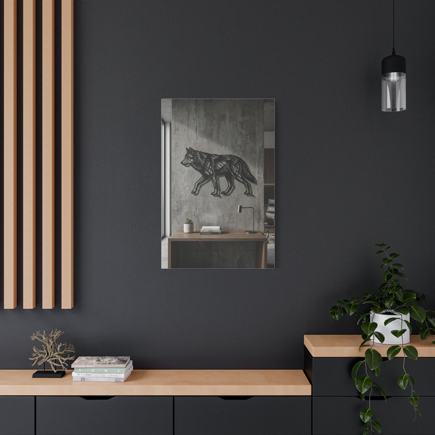 Geometric Line Wolf Wall Sculpture Panel Wall Art & Canvas Print
