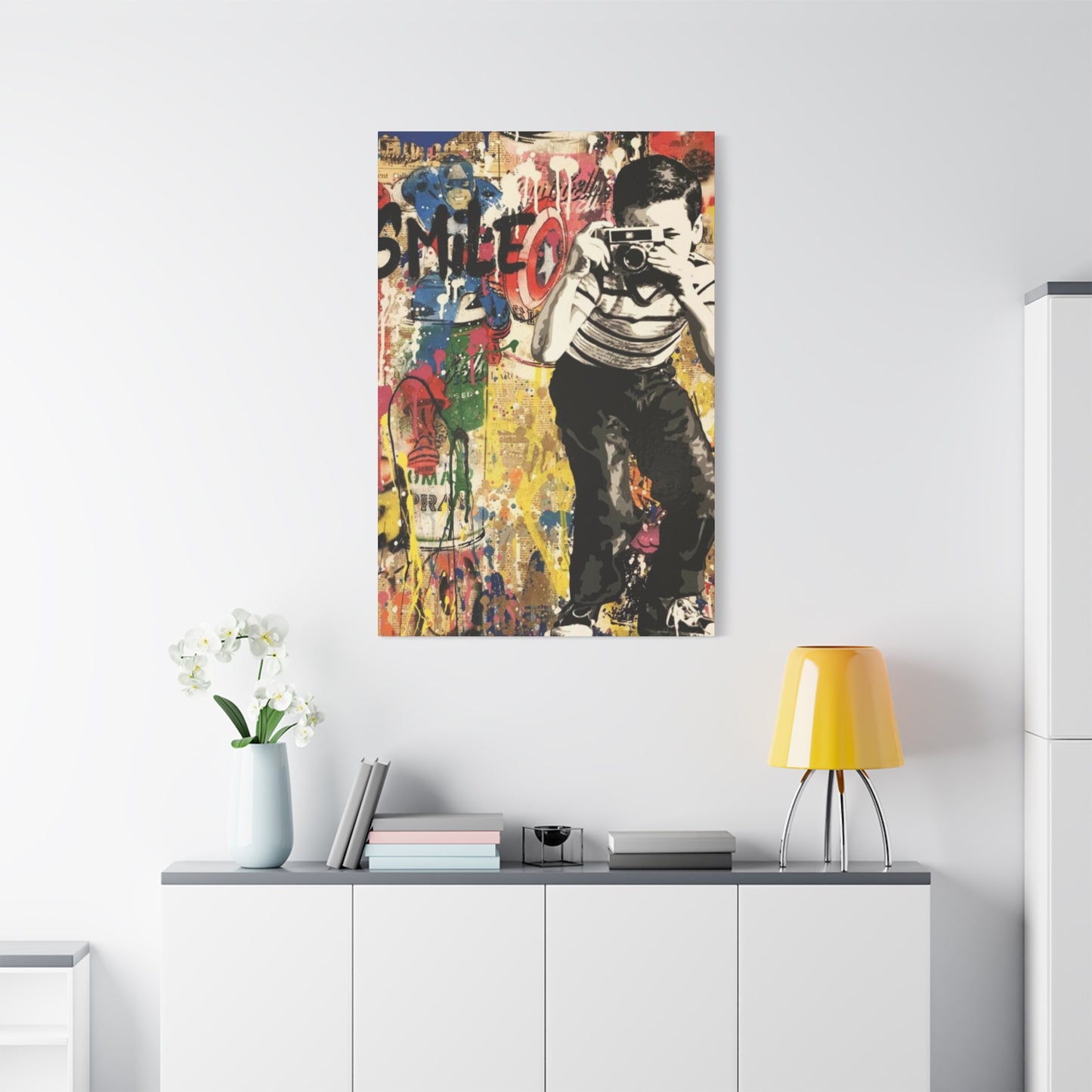 Smile Abstract Painting Mixed Media Wall Art & Canvas Prints