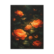 Dark Botanical Orange Bloom Study Wall Art & Canvas Print