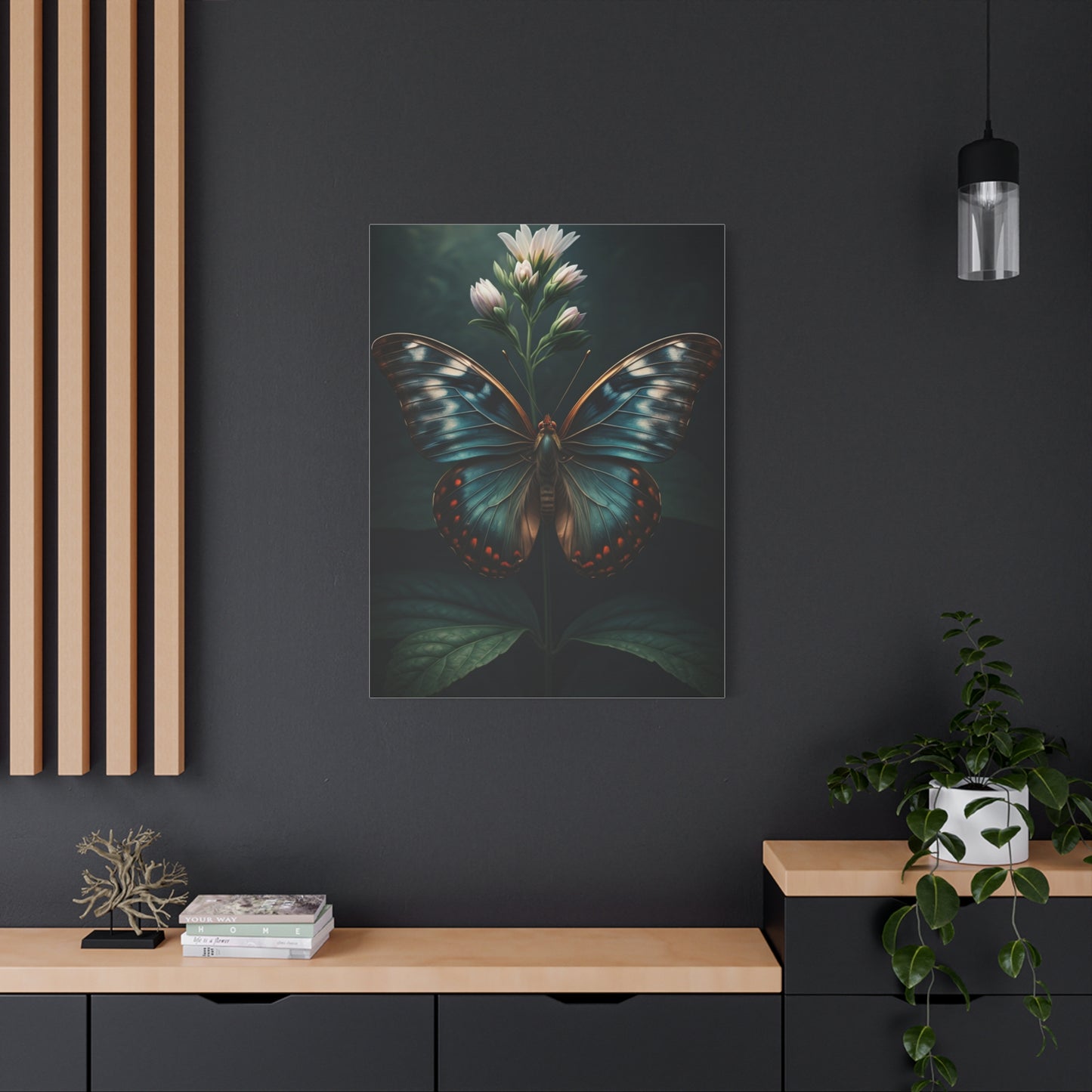 Midnight Blue Garden Butterfly Wall Art & Canvas Prints