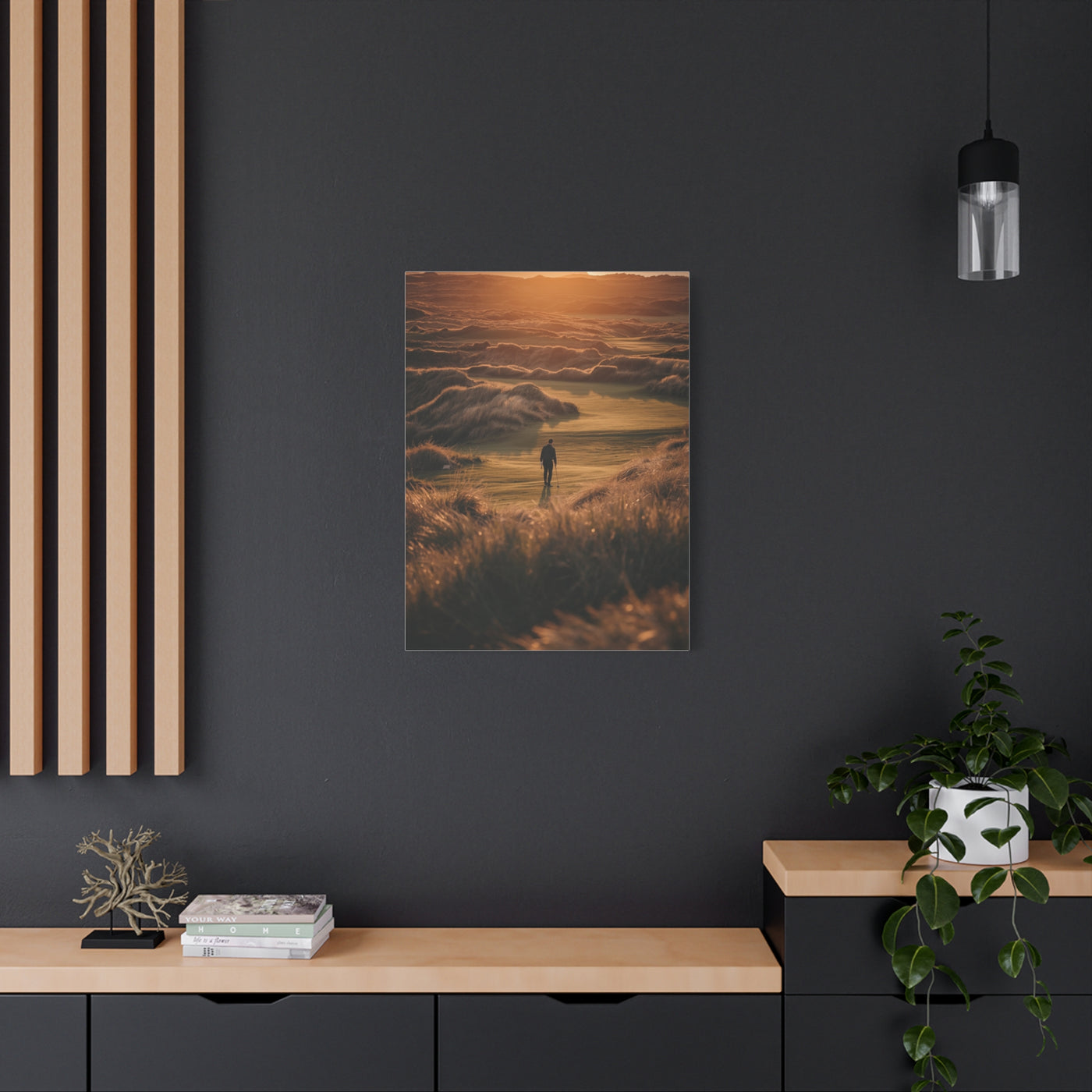 Scottish Links Golfer Sunrise Wall Art & Canvas Print