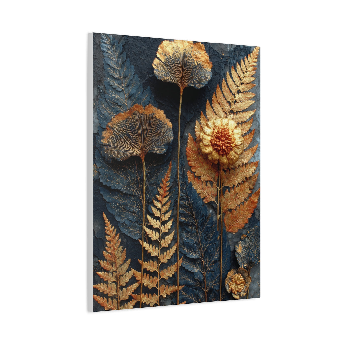 Golden Botanical Relief Composition Wall Art & Canvas Print