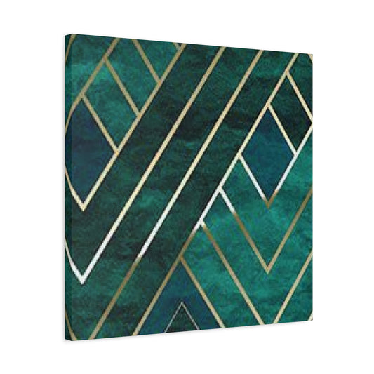 Golden Strips Olive Green Diagonal Patterns Wall Art & Canvas Prints