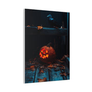 Jack-O’-Lantern and Crow on Moonlit Porch Wall Art & Canvas Print