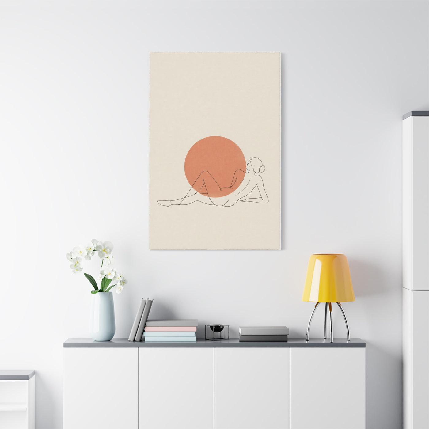 Reclining Line Figure Sun Composition Wall Art & Canvas Print