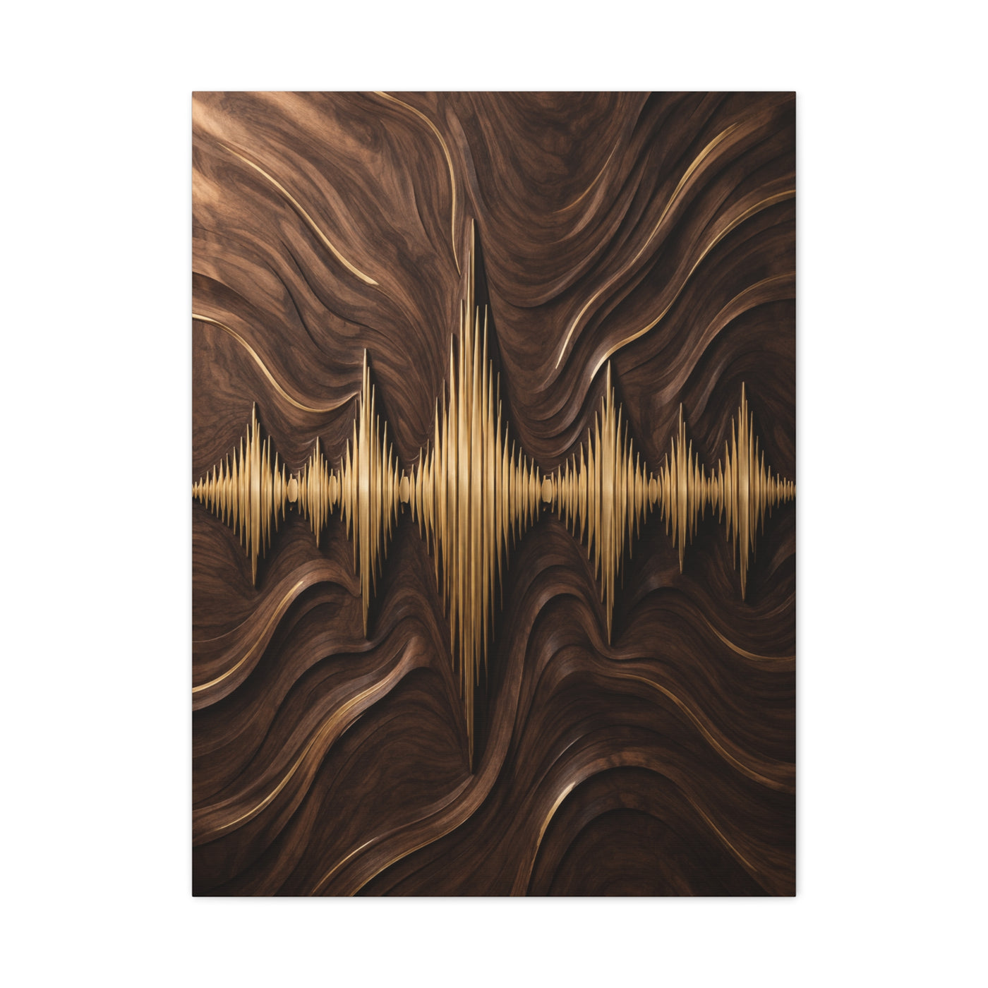 Golden Acoustic Wave Woodgrain Wall Art & Canvas Print
