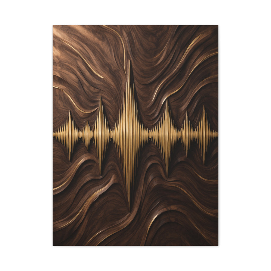 Golden Acoustic Wave Woodgrain Wall Art & Canvas Print