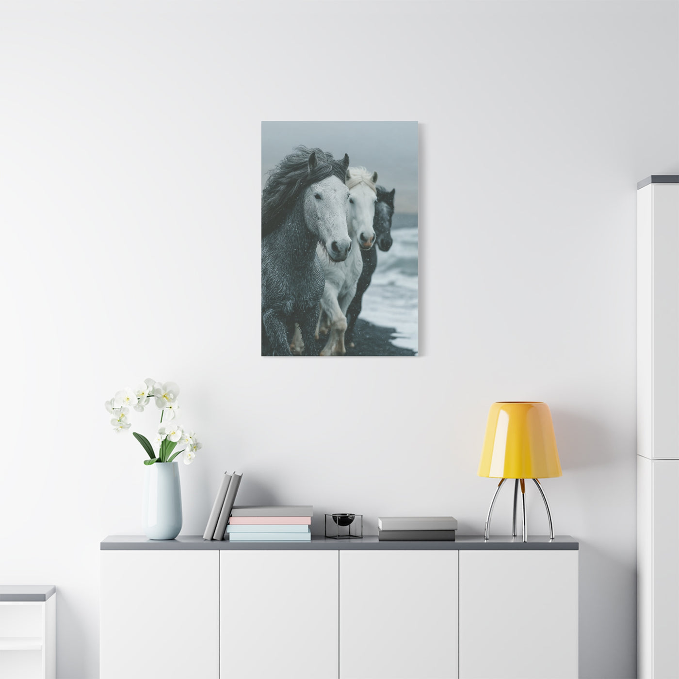 Coastal Wild Horses Storm Run Wall Art & Canvas Print