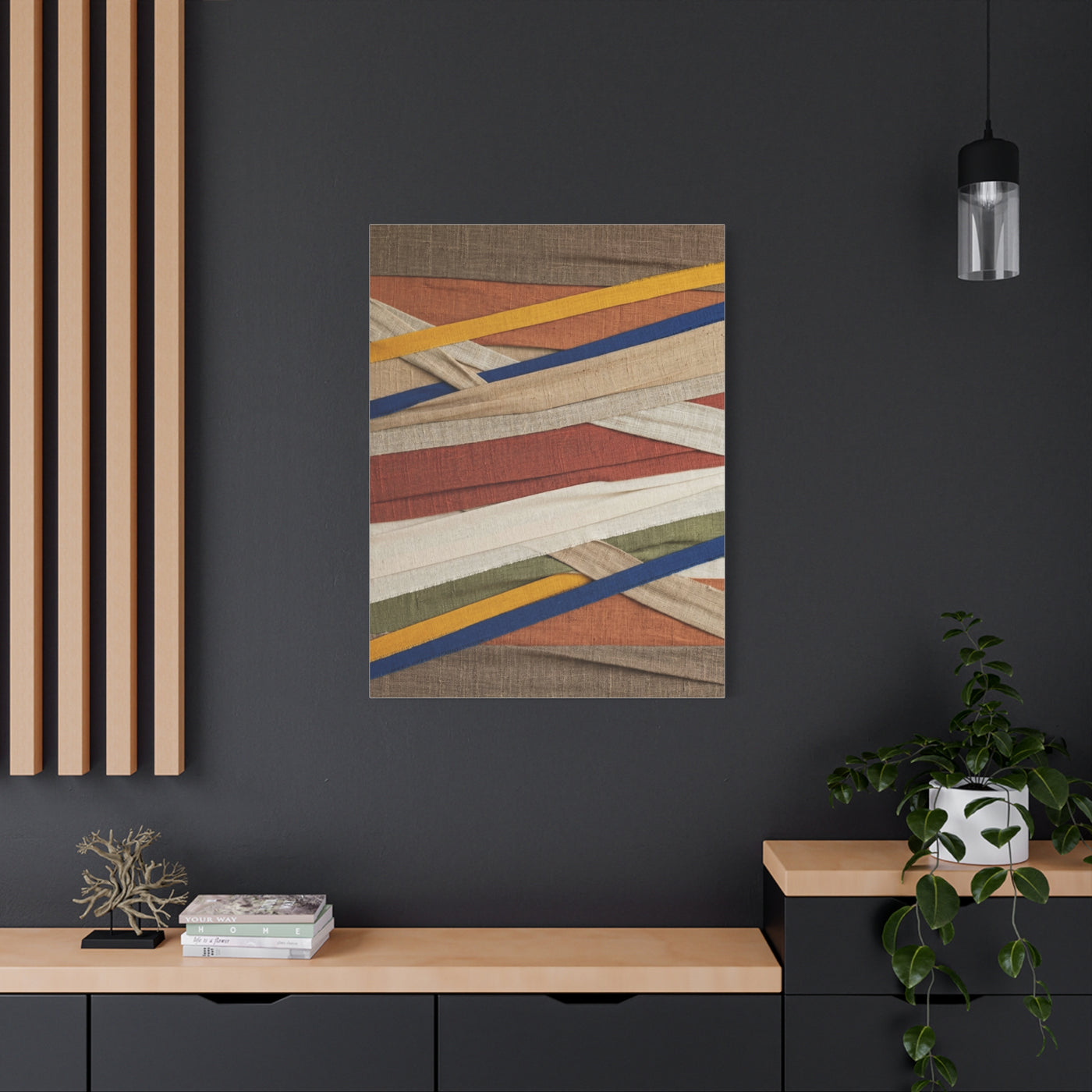 Woven Textile Strips Collage Wall Art & Canvas Print