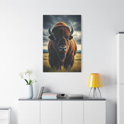 Bison Under Storm Clouds Prairie Portrait Wall Art & Canvas Print