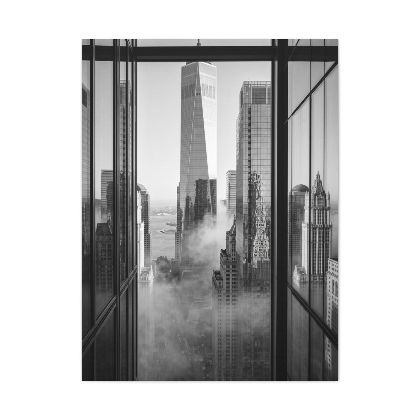 Executive Skyline Through Glass Wall Art & Canvas Print