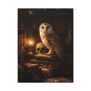 Dark Academia Majestic Barn Owl Library Study Wall Art & Canvas Print