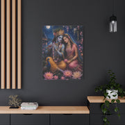 Radha and Krishna Moonlit Lotus Garden Wall Art & Canvas Print