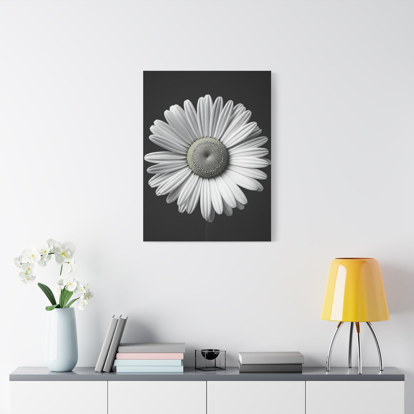 White Daisy Bloom Portrait Wall Art & Canvas Prints