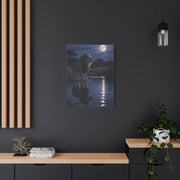 Lion by Moonlit Water Reflection Wall Art & Canvas Print