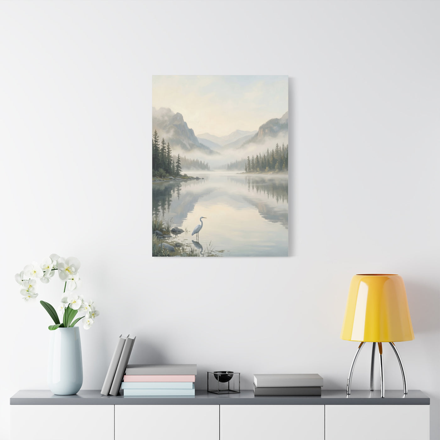 Be Still Mountain Lake Scripture Wall Art & Canvas Print