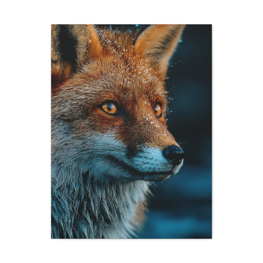 Rain-Soaked Fox Twilight Portrait Wall Art & Canvas Print