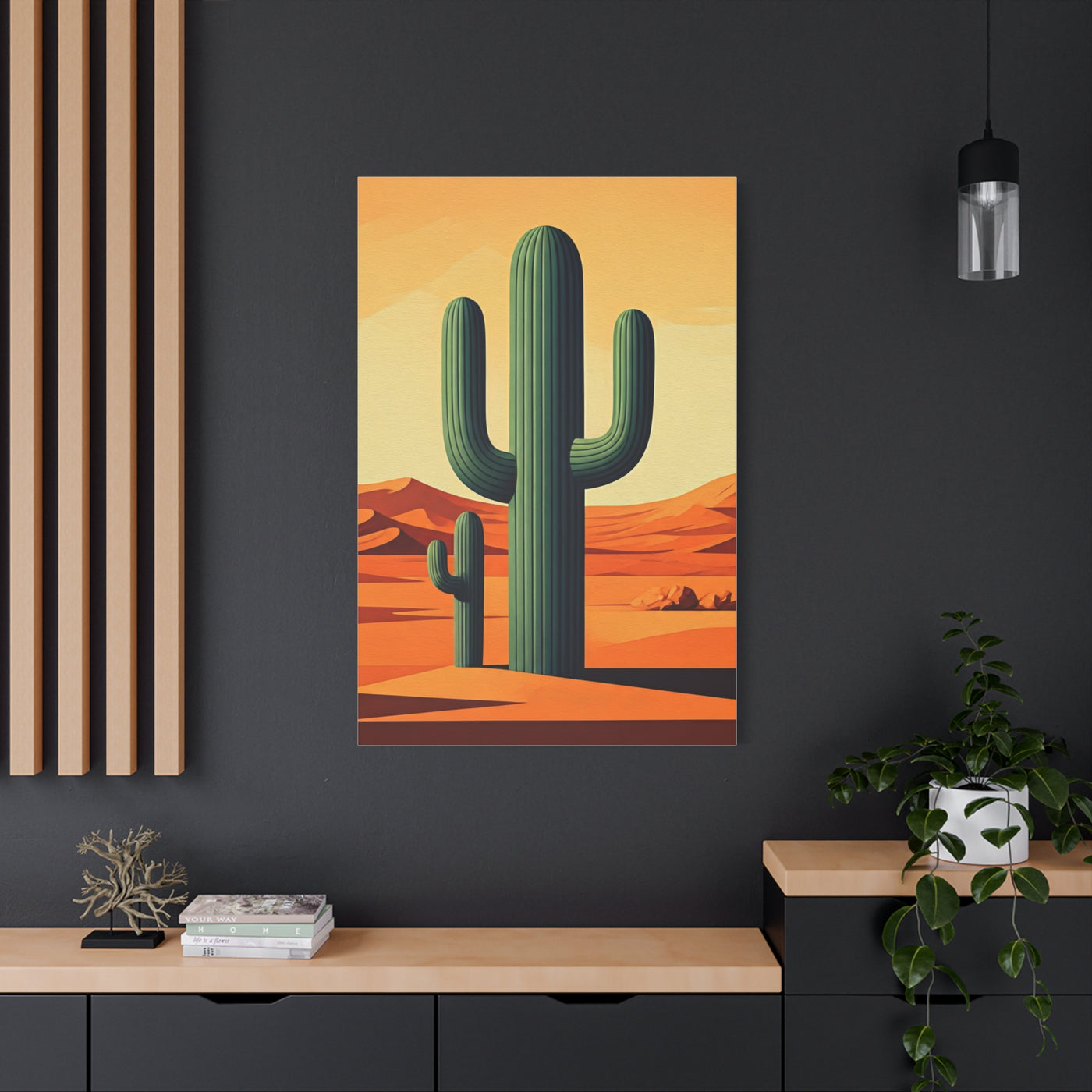 Minimal Desert Saguaro Landscape Illustration Wall Art & Canvas Prints