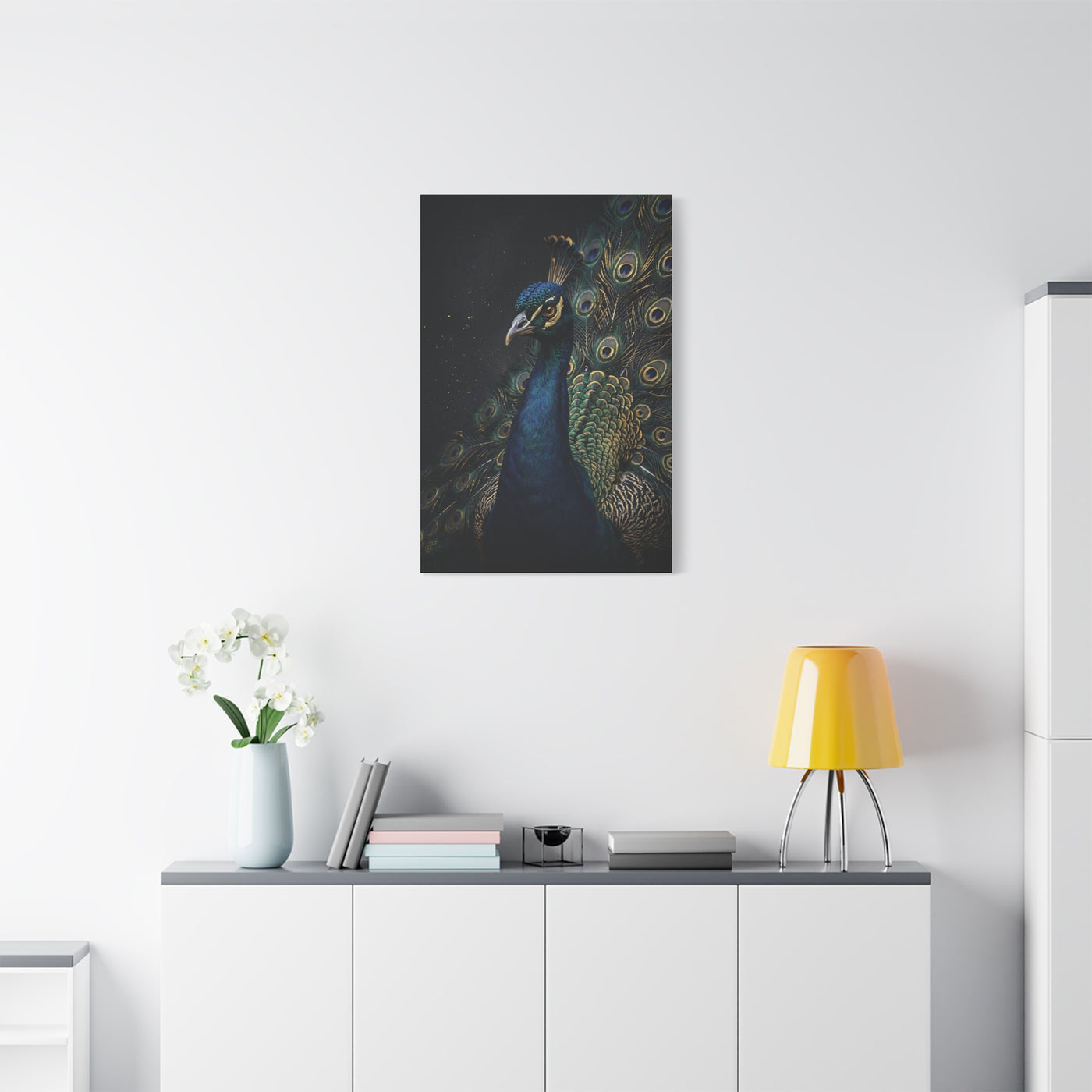 Dark Luxury Peacock Portrait Wall Art & Canvas Print