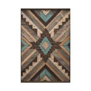 Reclaimed Wood Aztec Geometric Panel Wall Art & Canvas Print