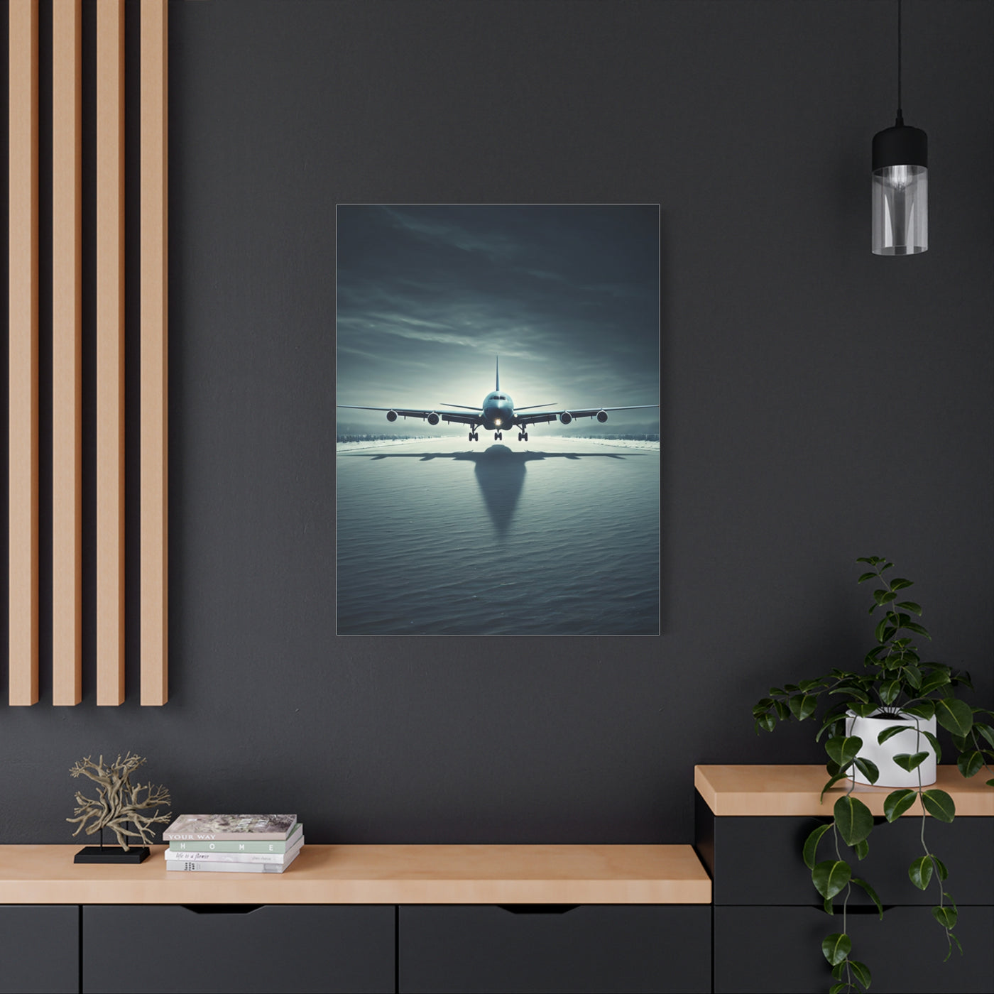 Stormy Runway Jet Arrival Wall Art & Canvas Prints