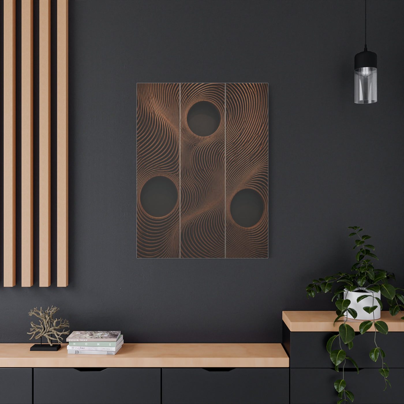 Architectural Wood Wave Panel Geometry Wall Art & Canvas Print