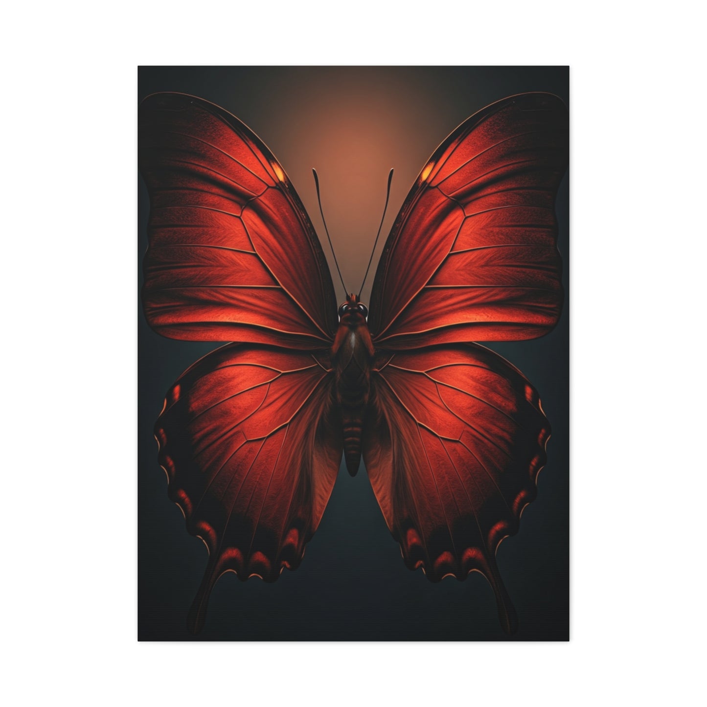 Crimson Ember Butterfly Symmetry Wall Art & Canvas Prints