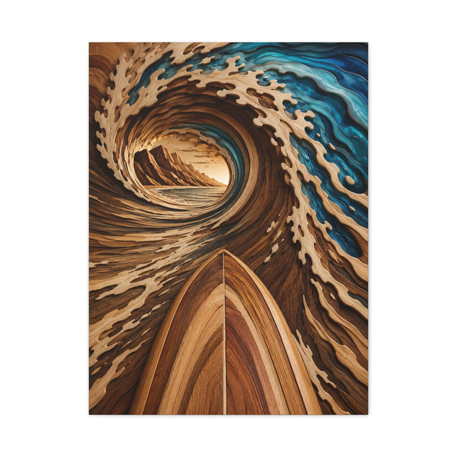 Surfboard Perspective Wooden Wave Tunnel Wall Art & Canvas Print