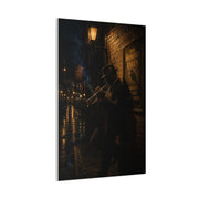 Midnight Jazz Alley Trumpeter Wall Art & Canvas Print