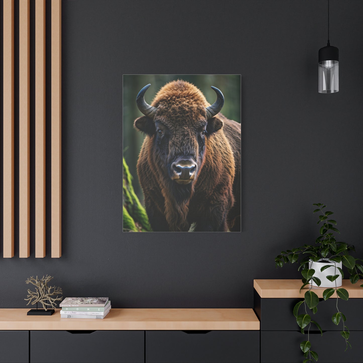 American Bison in Prairie Grass Portrait Wall Art & Canvas Print