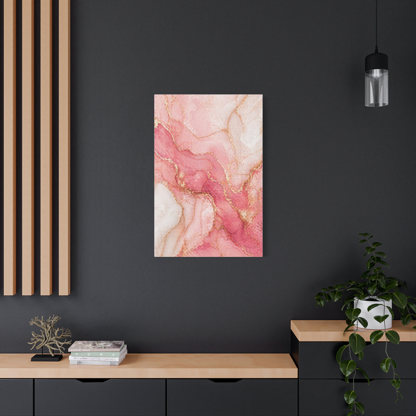 Pink and Gold Marble Flow Wall Art & Canvas Print