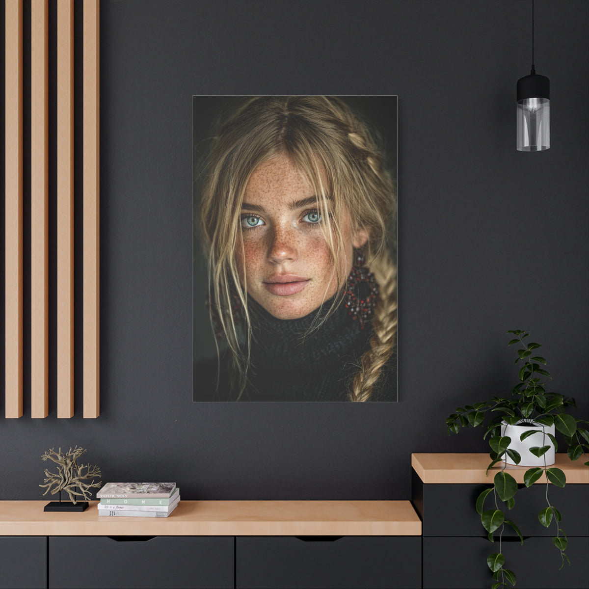 Blonde Muse Garnet Earring Portrait Wall Art & Canvas Print