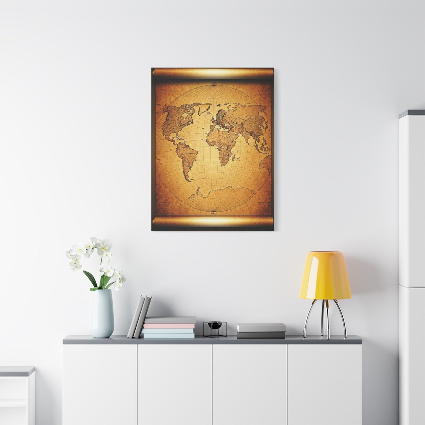 Classic Sepia World Atlas Scroll Wall Art & Canvas Prints