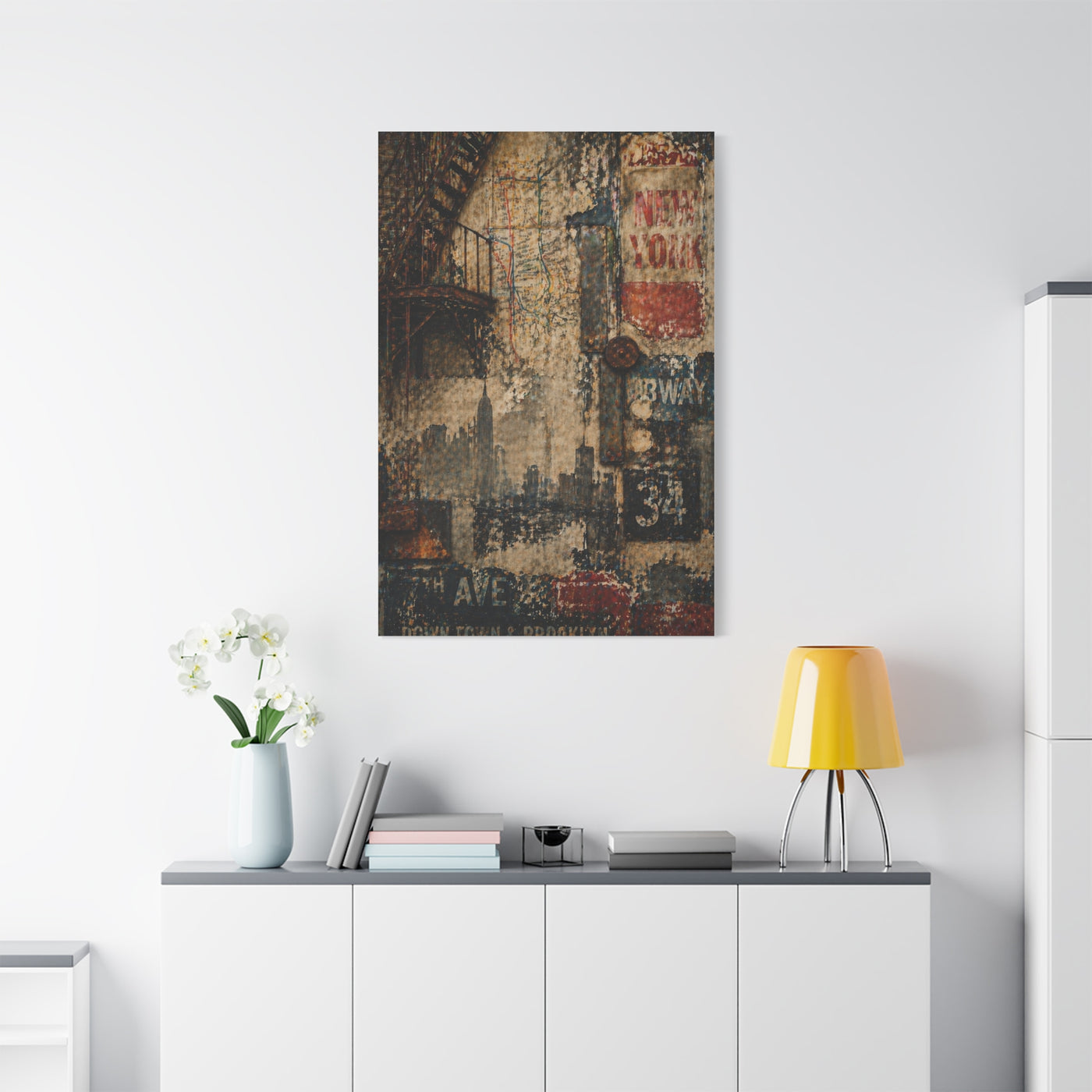 Urban Vintage Collage Skyline Wall Art & Canvas Print