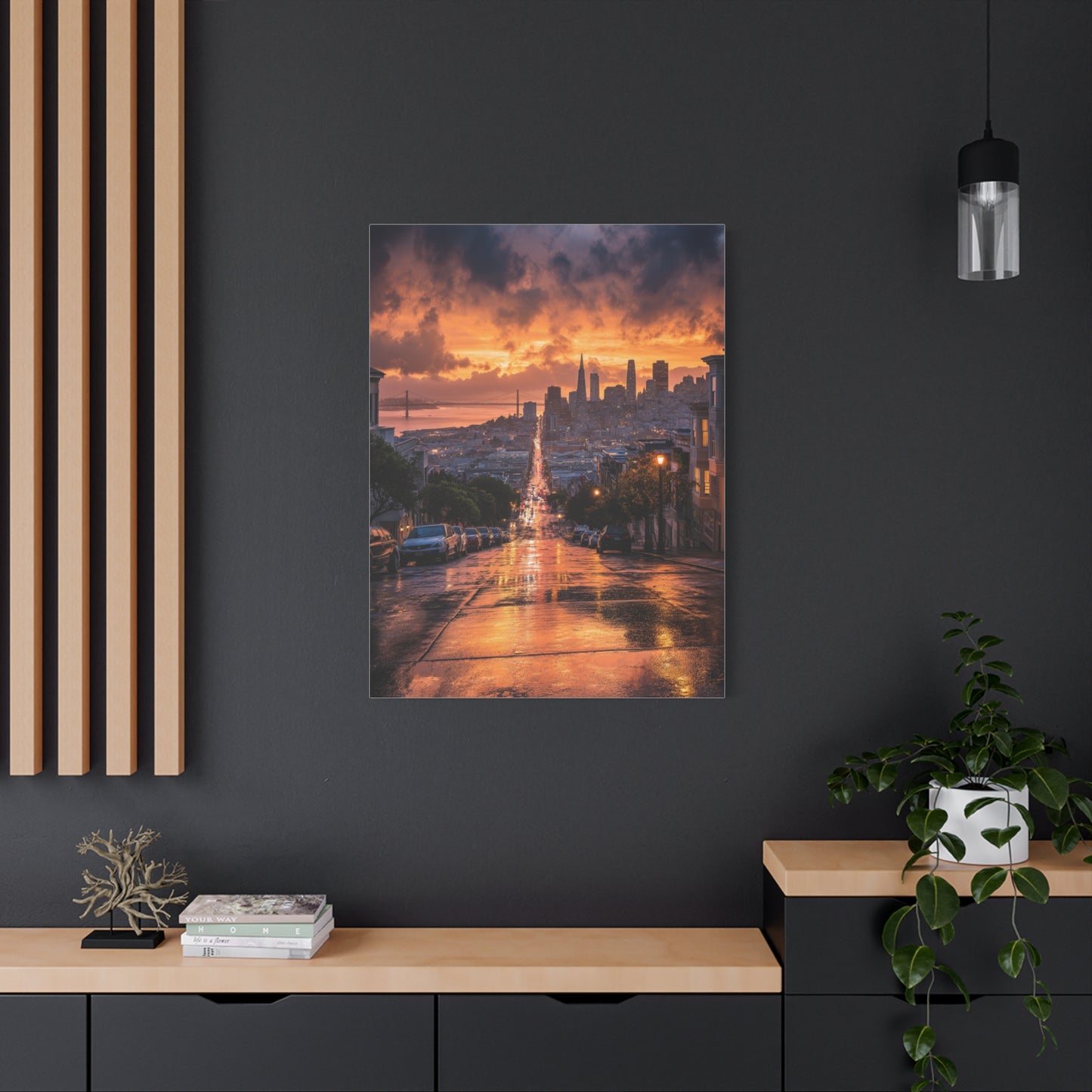 San Francisco Rainy Sunset Cityscape Wall Art & Canvas Print