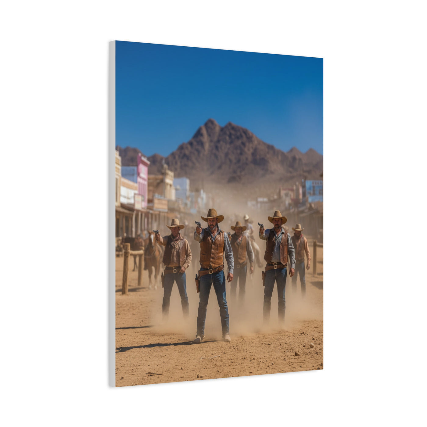 Frontier Gunslingers Western Street Standoff Wall Art & Canvas Print
