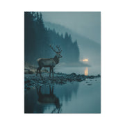 Blue Hour Lakeside Stag Reflection Wall Art & Canvas Print