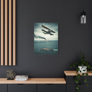 Vintage Biplane Over Open Sea Wall Art & Canvas Prints