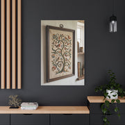 Framed Folk Tree Embroidery Study Wall Art & Canvas Print