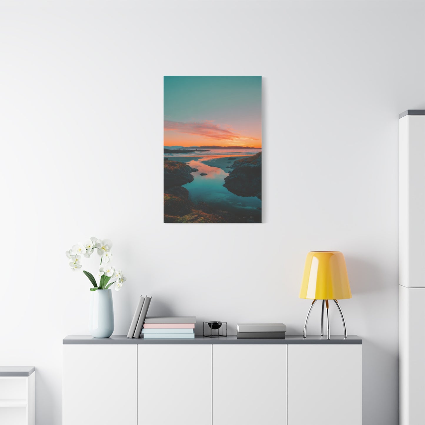 Coastal Sunset Horizon Reflection Wall Art & Canvas Print