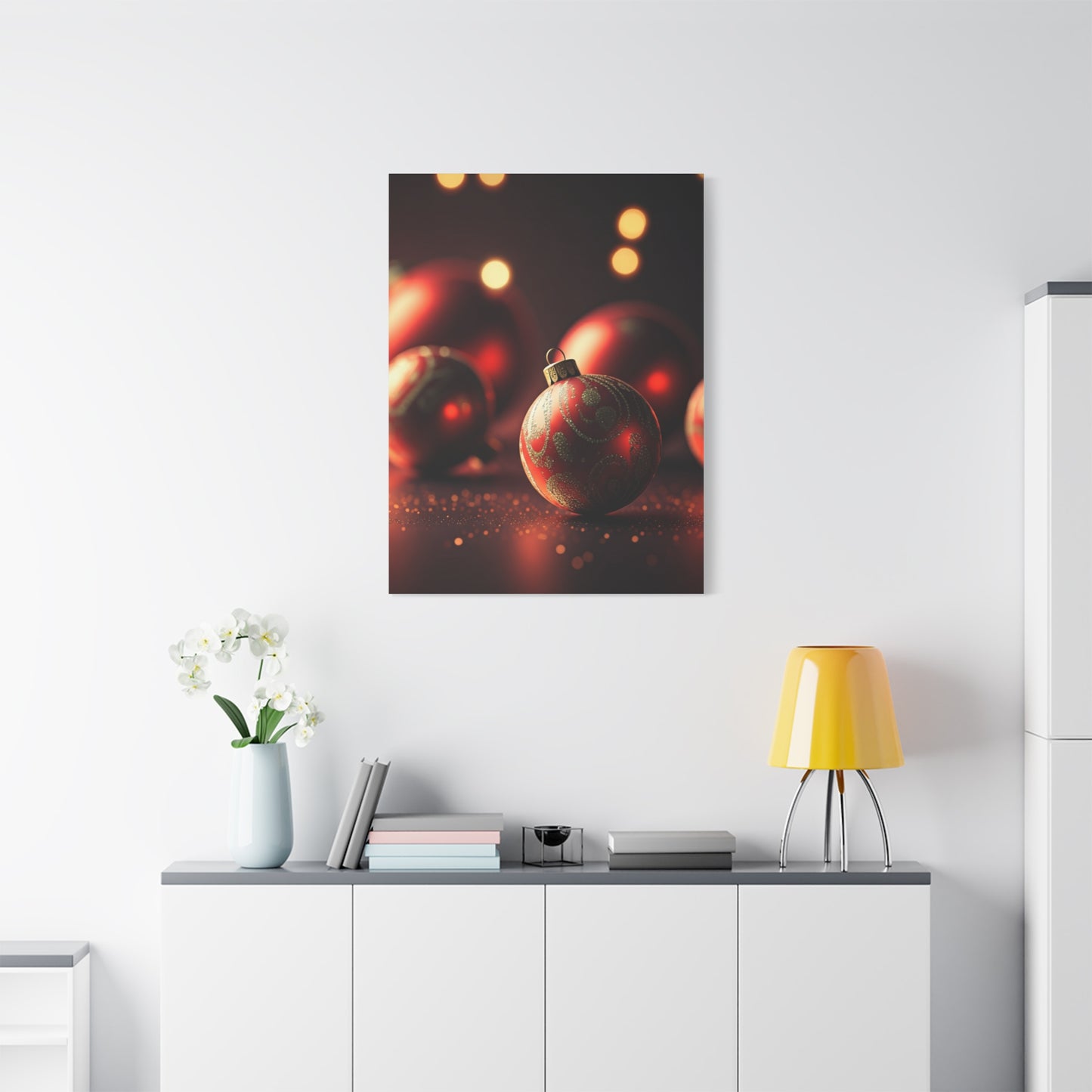 Red Christmas Baubles Festive Glow Wall Art & Canvas Print