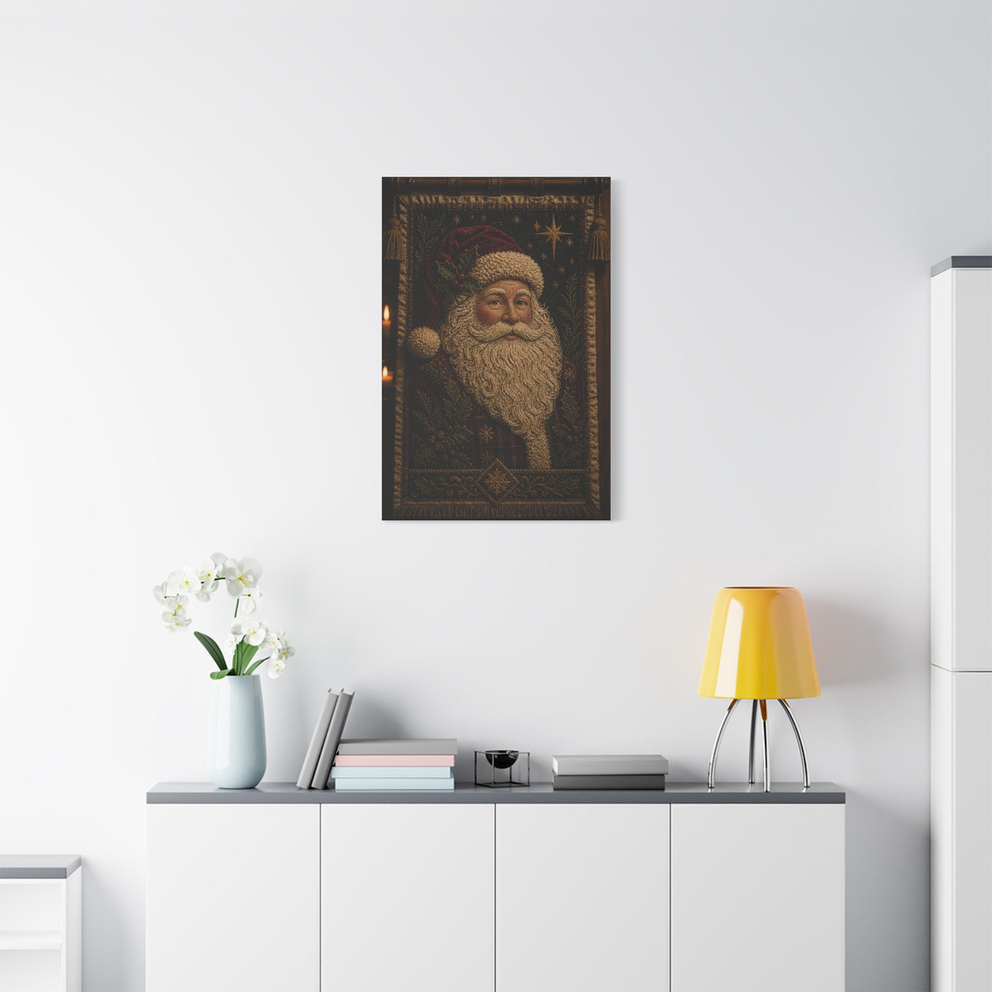 Handcrafted Textile Santa Tapestry Wall Art & Canvas Print