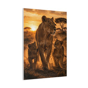Lioness with Cubs Golden Path Wall Art & Canvas Print
