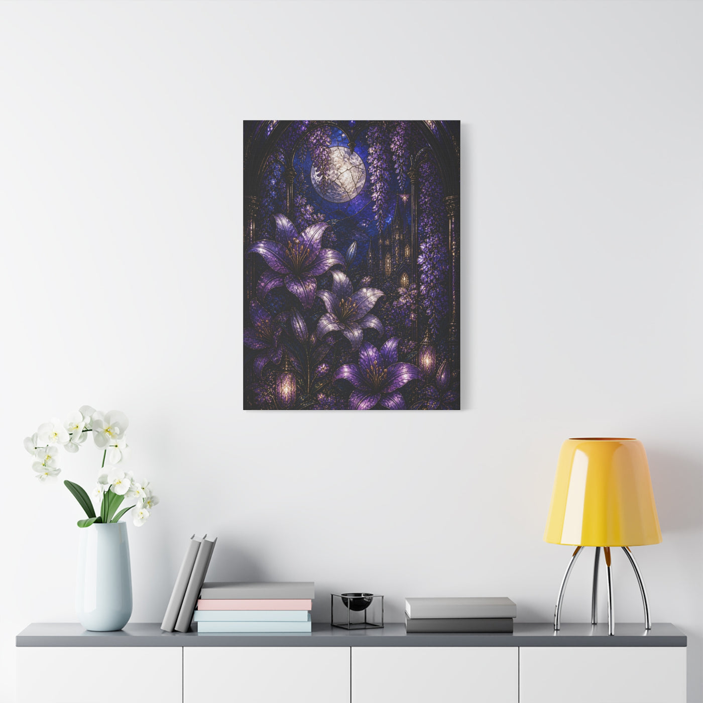 Stained Glass Violet Cathedral Garden Wall Art & Canvas Print