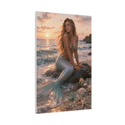 Golden Sunset Shore Mermaid Wall Art & Canvas Print